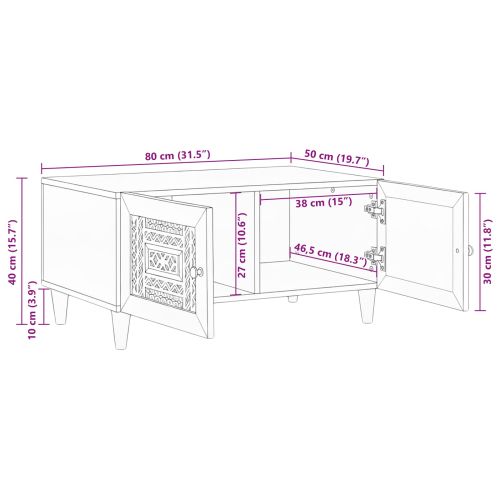 Масичка за кафе Бяло 80 x 54 x 40 см Инженерна дървесина