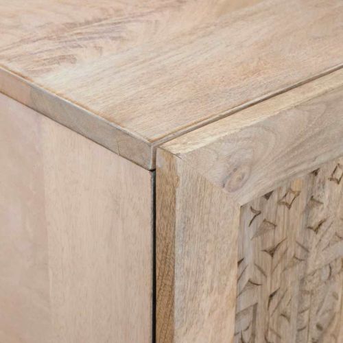 Висок шкаф Бяло 60 x 33 x 100 см мангово дърво масив