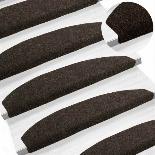 Самозалепващи стъпаловидни постелки Полукръг 15 pcs Тъмен кафяв