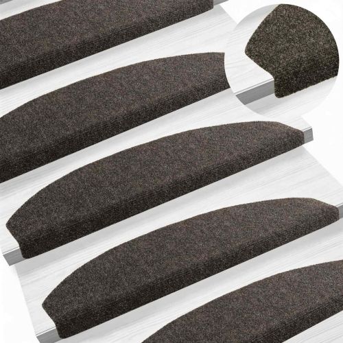 Самозалепващи стъпаловидни постелки Полукръг 15 pcs Антрацит