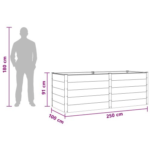 Градинска повдигната леха Кафяво 250 x 100 x 91 cm алу.