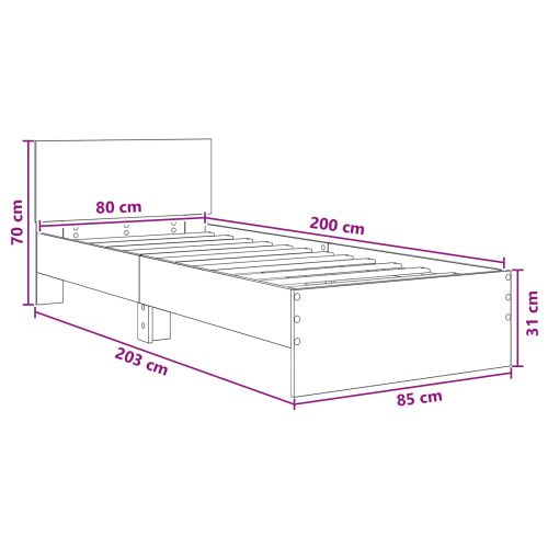 Леглова рамка с табла Черен дъб 80 x 200 cm