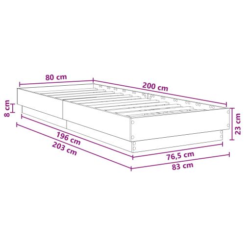 Подматрачно легло Опушен дъб 80 x 200 cm Инженерна дървесина