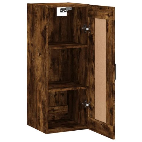 Стенен шкаф опушен дъб 34,5x34x90 см инженерно дърво