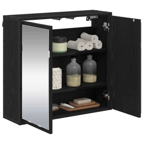 Стенен рафт с рафт със съхранение Черния дъб 65 x 20 x 60 см