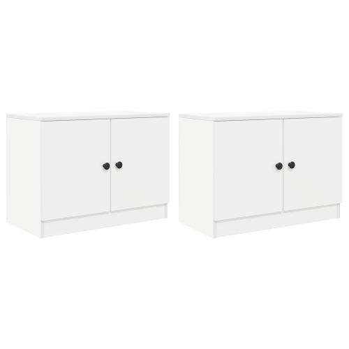 Шкаф за легло със съхранение с врата 2 pcs Бял 66 x 35 x 48 см