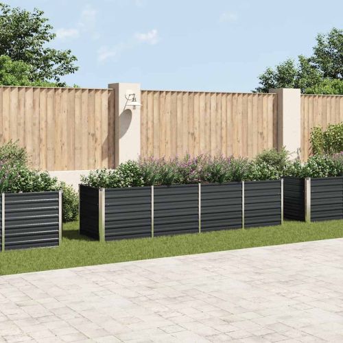 Градинска висока леха антрацит 320x80x77 см поцинкована стомана