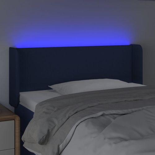 LED горна табла за легло, синя,93x16x78/88 см, плат