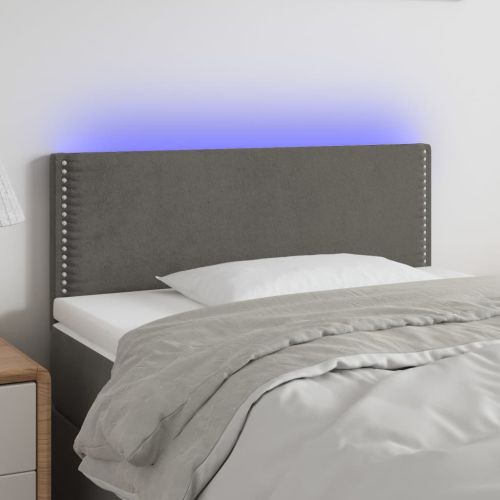 LED горна табла за легло, тъмносива, 80x5x78/88 см, кадифе