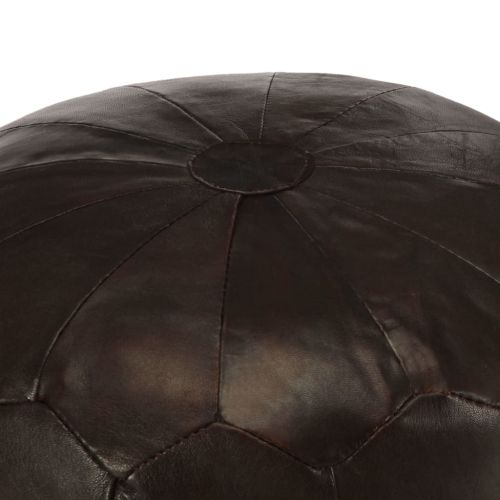 Пуф, тъмнокафяв, 40x35 см, естествена козя кожа