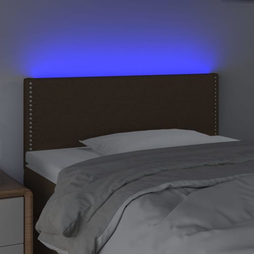 LED горна табла за легло, тъмнокафява, 80x5x78/88 см, плат