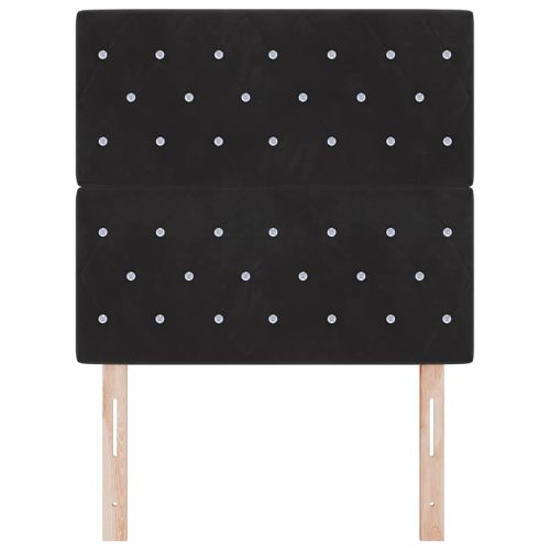 LED глава с LED ленти с таблото Черен 100 cm Кадифе