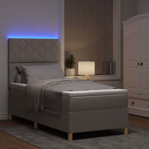 LED кутия за пружини с легло Таупе 100 x 200 cm текстил