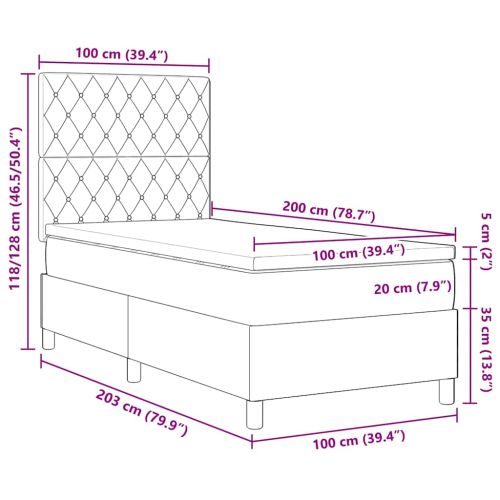 LED кутия за пружини с легло с матрак Черен 100 x 200 cm Кадифе