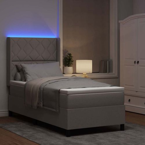LED кутия за пружини с легло Таупе 100 x 200 cm текстил