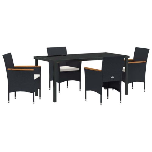 Комплект за хранене в градината 5 pcs Черно полиратан