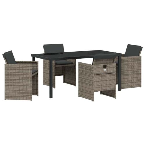 Комплект за хранене в градината 5 pcs Сив полиратан