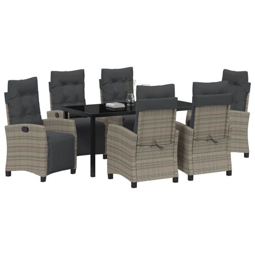 Комплект за хранене в градината 7 pcs Сив полиратан
