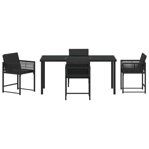 Комплект за хранене в градината 5 pcs Черно полиратан