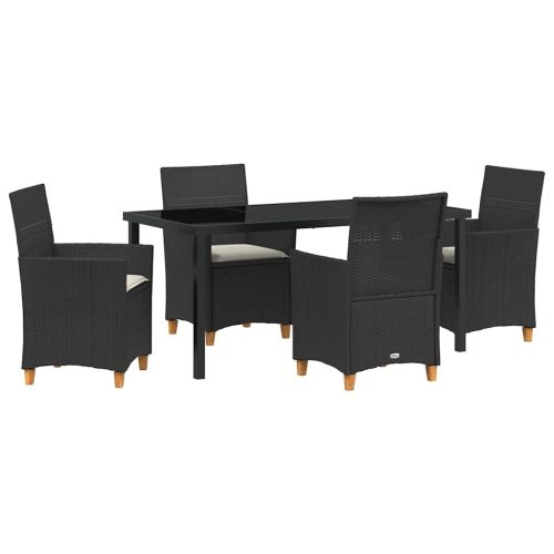 Комплект за хранене в градината 5 pcs Черно полиратан