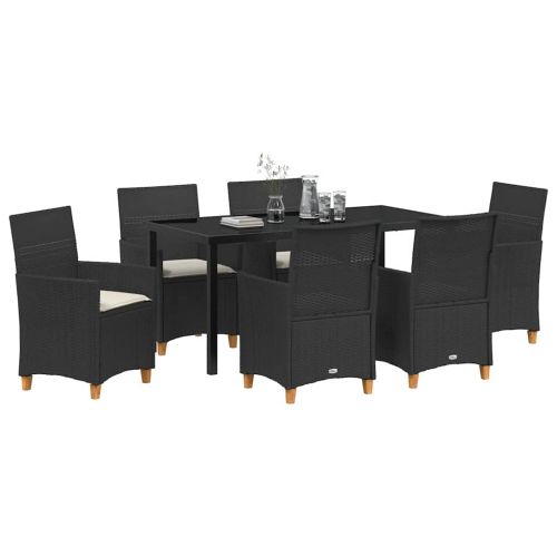 Комплект за хранене в градината 7 pcs Черно полиратан