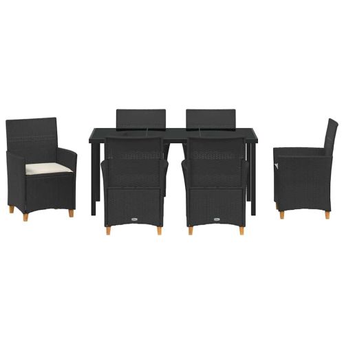 Комплект за хранене в градината 7 pcs Черно полиратан