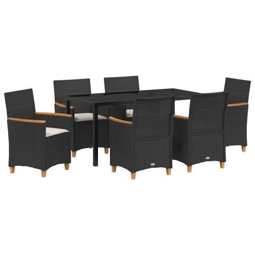 Комплект за хранене в градината 7 pcs Черно полиратан