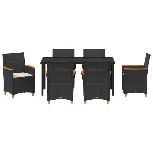 Комплект за хранене в градината 7 pcs Черно полиратан