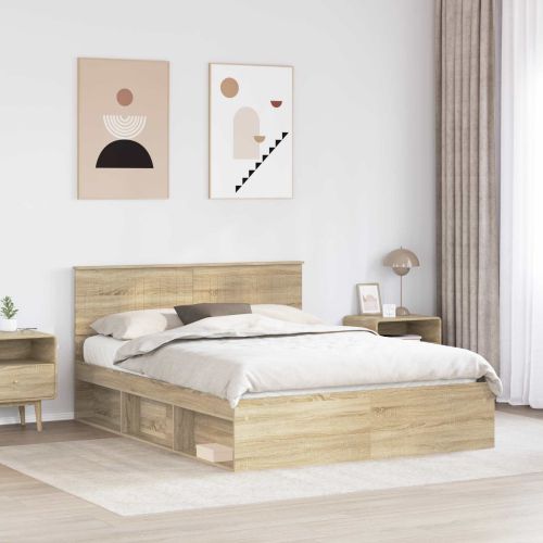 Рамка за легло Сонома дъб 150 x 200 cm Солидно борово дърво