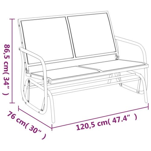 Градинска пейка кафява 120,5x76x86,5 см текстилен и стомана