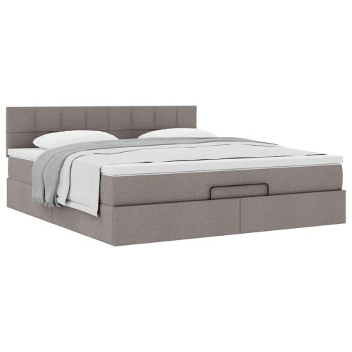 Османска легло с матрак, таупе, 180x200 см, плат