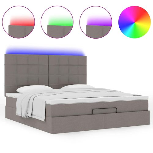 Османска легло с матрак и LED, таупе, 180x200 см, плат