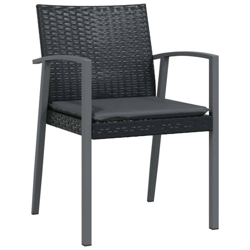 Комплект за хранене в градината 7 pcs Черен и Сив ПЕ ратан