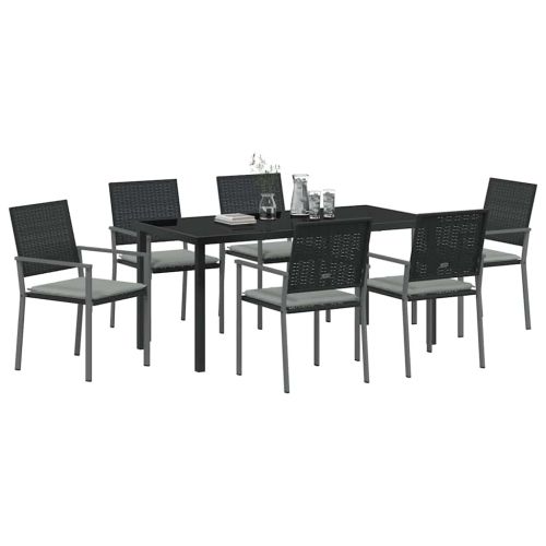 Комплект за хранене в градината 7 pcs Черен и Светло Сив