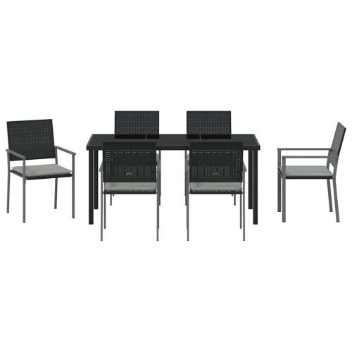 Комплект за хранене в градината 7 pcs Черен и Светло Сив