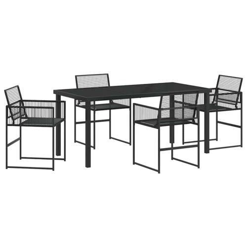 Комплект за хранене в градината 5 pcs Черно полиратан