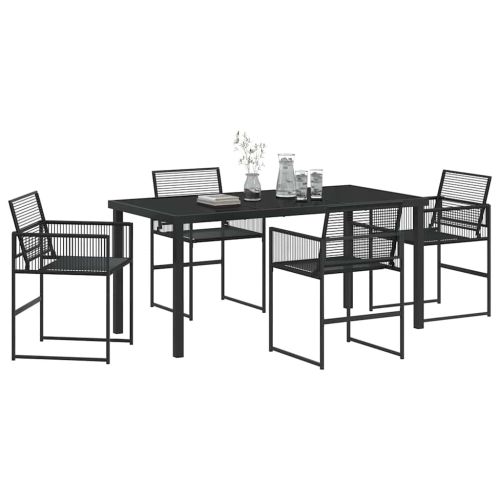 Комплект за хранене в градината 5 pcs Черно полиратан
