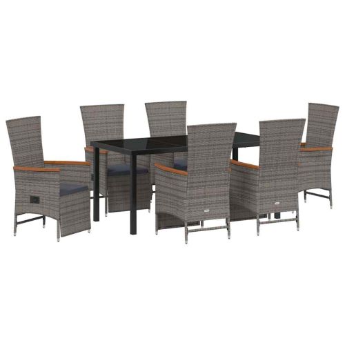 Комплект за хранене в градината 7 pcs Сив полиратан