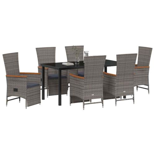 Комплект за хранене в градината 7 pcs Сив полиратан
