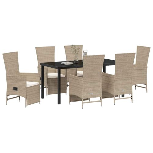 Комплект за хранене в градината 7 pcs Бежово полиратан