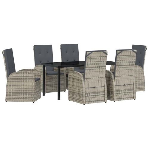 Комплект за хранене в градината 7 pcs Сив полиратан