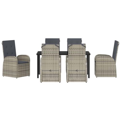 Комплект за хранене в градината 7 pcs Сив полиратан
