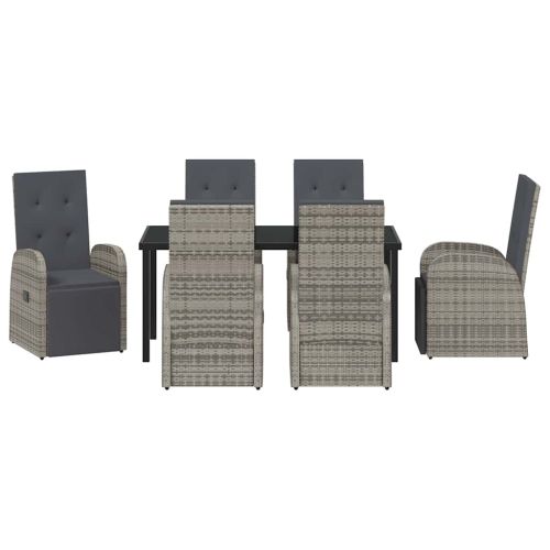 Комплект за хранене в градината 7 pcs Сив полиратан
