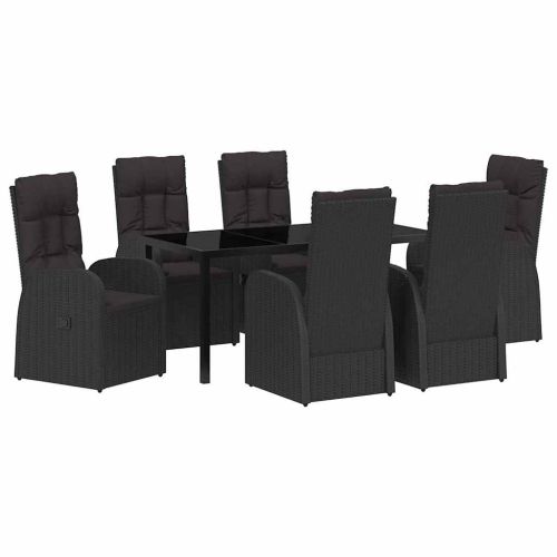 Комплект за хранене в градината 7 pcs Черно полиратан