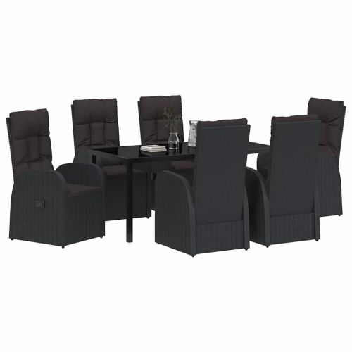 Комплект за хранене в градината 7 pcs Черно полиратан