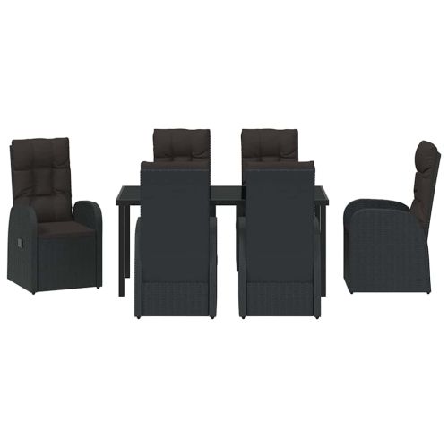 Комплект за хранене в градината 7 pcs Черно полиратан