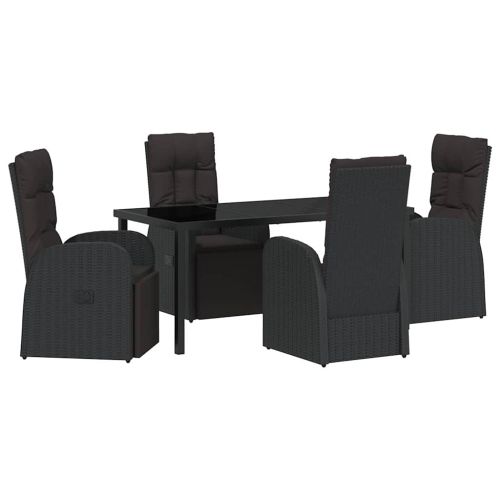 Комплект за хранене в градината 5 pcs Черно полиратан