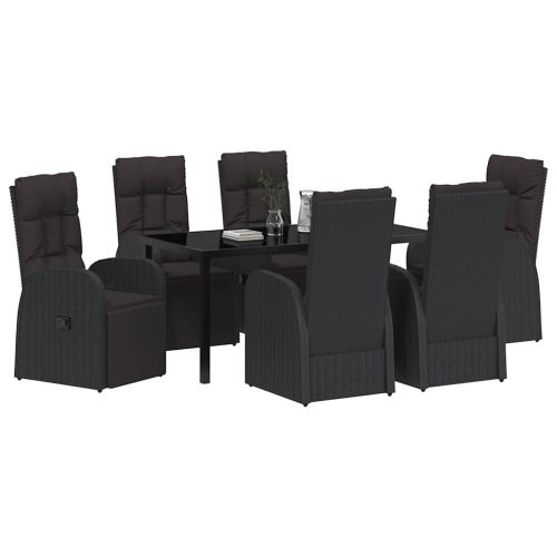 Комплект за хранене в градината 7 pcs Черно полиратан