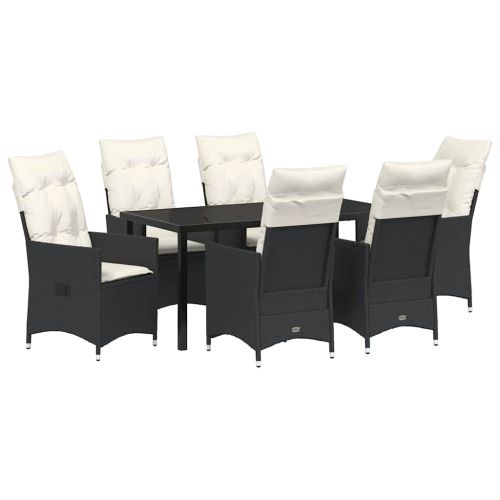 Комплект за хранене в градината 7 pcs Черно полиратан
