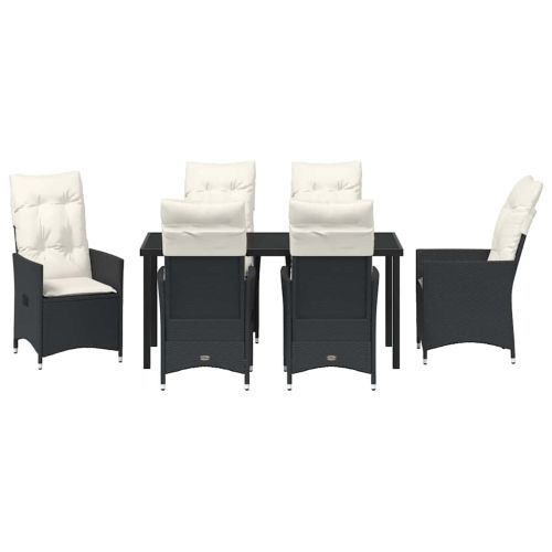 Комплект за хранене в градината 7 pcs Черно полиратан